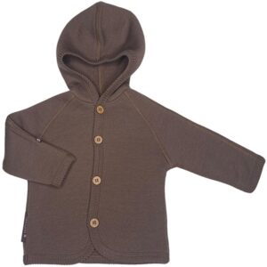 Smallstuff Uld Cardigan med Knapper og Hætte Rose Brown - Str. 80-86