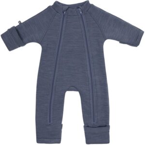 Smallstuff Uld Heldragt med Lynlås Denim Melange - Str. 92-98