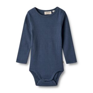 Spencer langærmet rib body - blue waves - 80