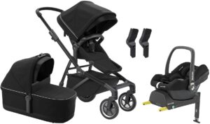 Thule Sleek Duovogn & Maxi-Cosi CabrioFix i-Size Autostol Baby inkl. Base, Midnight Black/Black