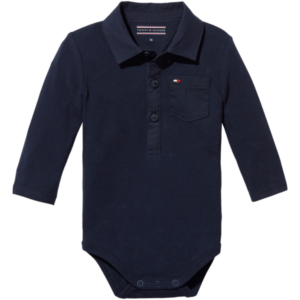 Tommy Hilfiger Baby Boy Poplin Body L/S Black Iris - Str. 56 cm/0 mdr