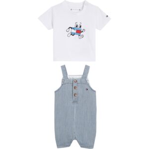 Tommy Hilfiger Baby Striped Dungaree Sæt Denimstripe - Str. 92