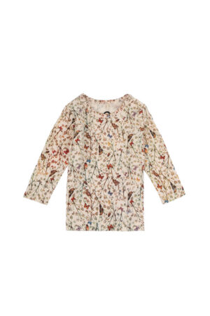 Uld/Bamboo Top Langærmet AOP - OFF-WHITE - 92