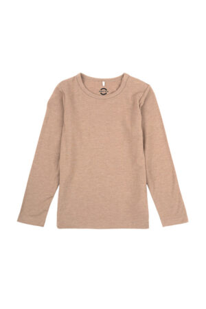 Uld/Bamboo Top Langærmet - WARM TAUPE - 92