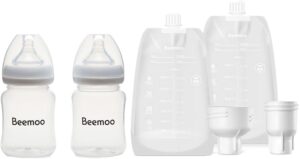 Beemoo CARE Flasker 180 ml 2-Pak inkl. Modermælksposer 30-Pak