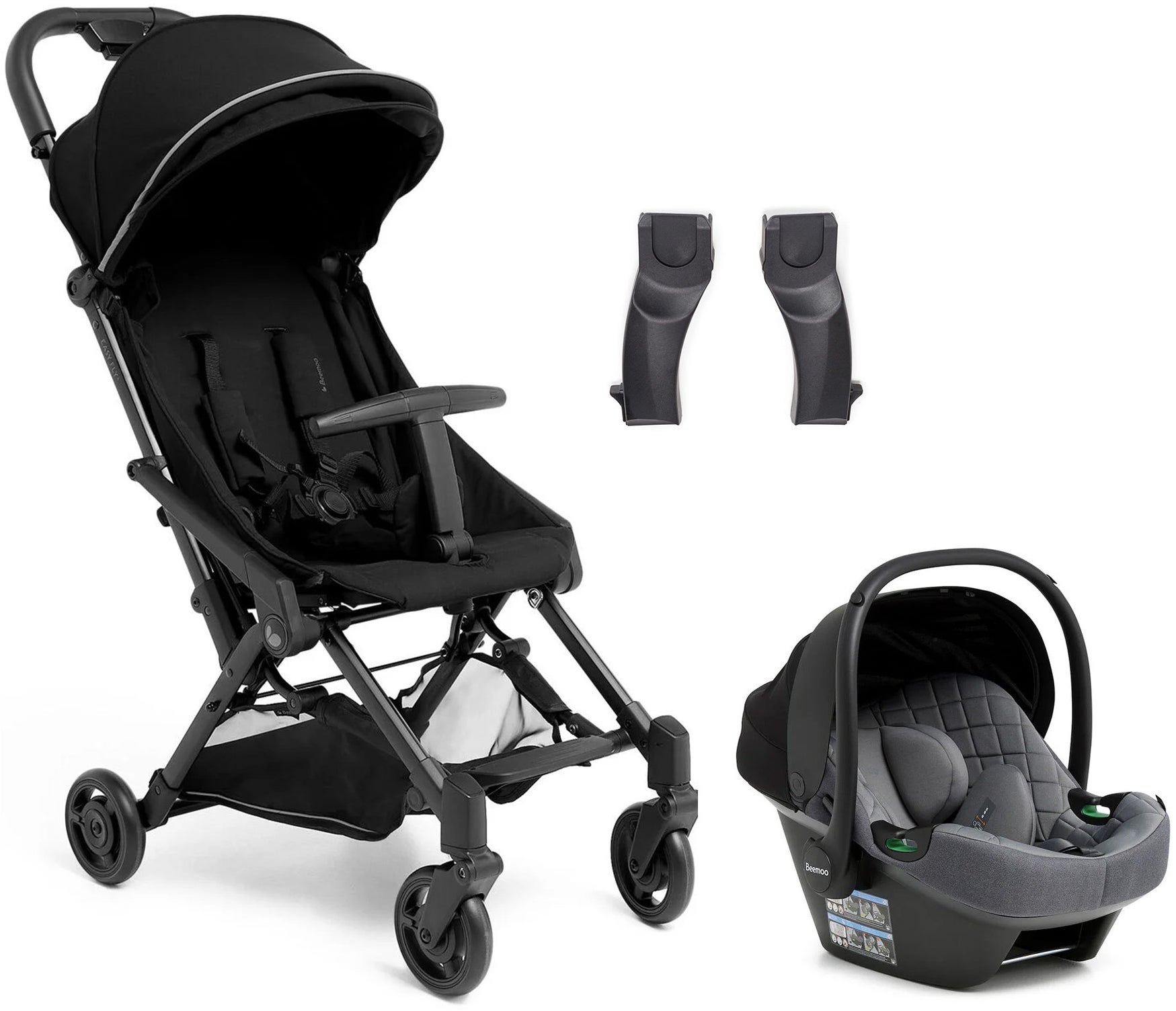 Beemoo Easy Fly 4 Klapvogn inkl Route i-Size Autostol Baby, Jet Black/Mineral Grey Beemoo Easy Fly 4 Klapvogn inkl Route i-Size Autostol Baby, Jet Black/Mineral Grey