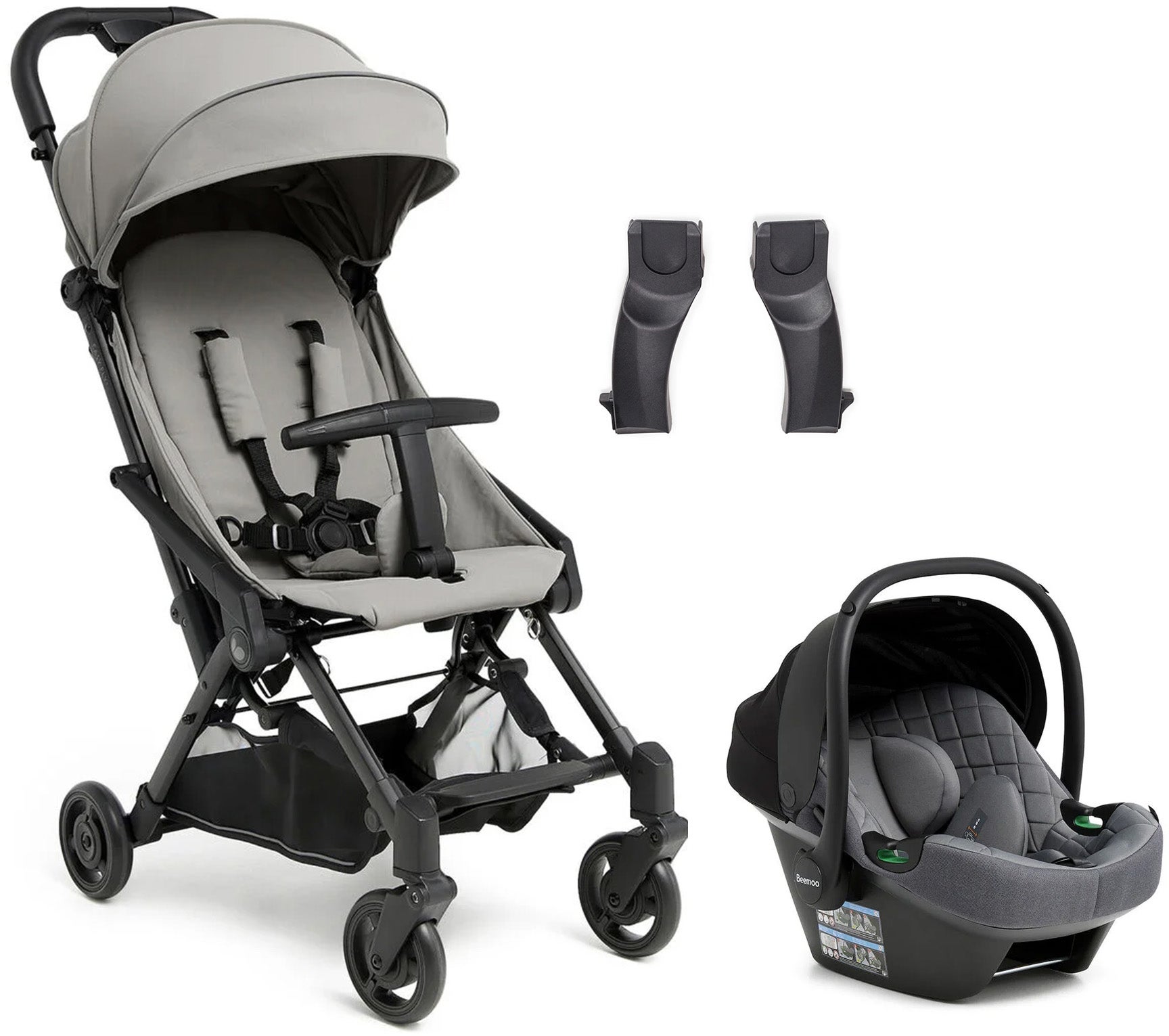 Beemoo Easy Fly 4 Klapvogn inkl Route i-Size Autostol Baby, Stone Grey/Mineral Grey Beemoo Easy Fly 4 Klapvogn inkl Route i-Size Autostol Baby, Stone Grey/Mineral Grey