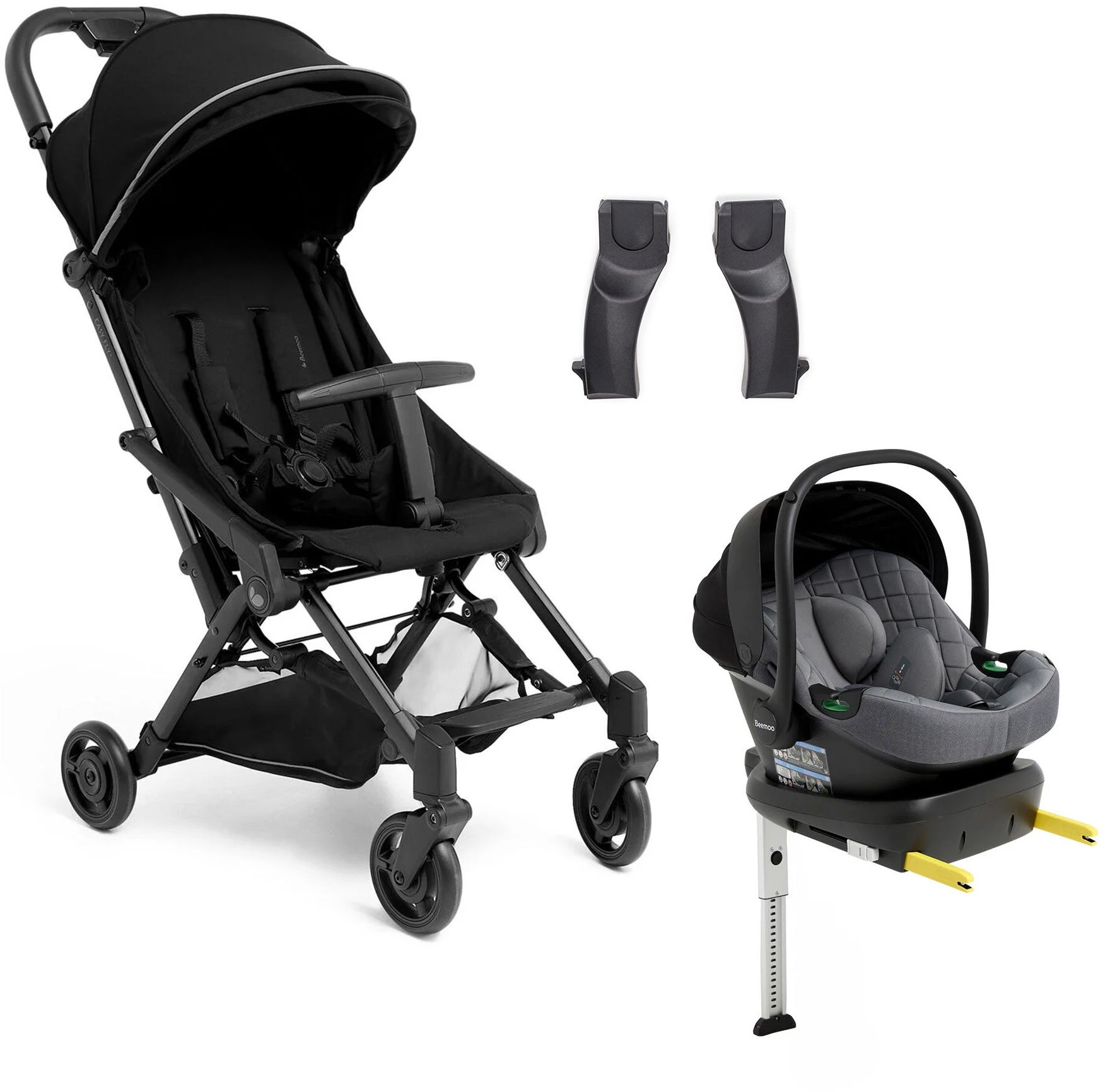 Beemoo Easy Fly 4 Klapvogn inkl Route i-Size Autostol Baby & Base, Jet Black/Mineral Grey Beemoo Easy Fly 4 Klapvogn inkl Route i-Size Autostol Baby & Base, Jet Black/Mineral Grey