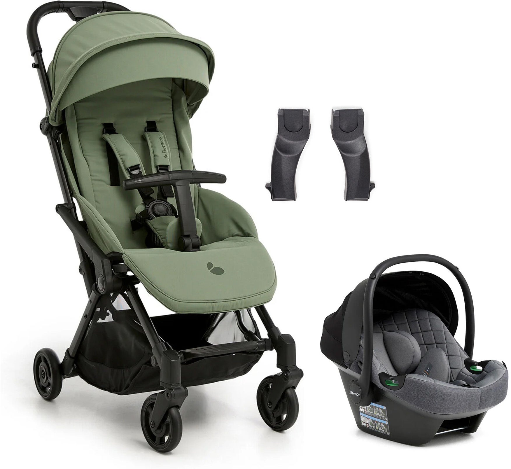 Beemoo Easy Fly Lux 4 Klapvogn inkl Route i-Size Autostol Baby, Sea Green/Mineral Grey Beemoo Easy Fly Lux 4 Klapvogn inkl Route i-Size Autostol Baby, Sea Green/Mineral Grey