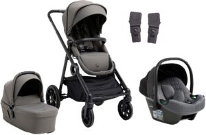 Beemoo Pro Multi 2 Duovogn inkl. Route i-Size Autostol Baby, Mocha Grey/Mineral Grey