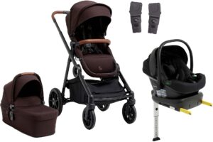 Beemoo Pro Multi 2 Duovogn inkl. Route i-Size Autostol Baby & Base, Espresso Brown/Black Stone