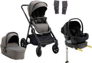 Beemoo Pro Multi 2 Duovogn inkl. Route i-Size Autostol Baby & Base, Mocha Grey/Black Stone