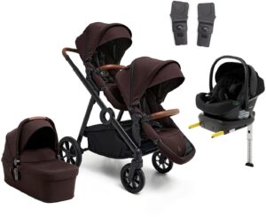 Beemoo Pro Multi 2 Søskendevogn inkl. Route i-Size Autostol Baby & Base, Espresso Brown/Black Stone