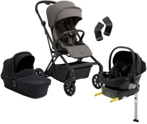 Beemoo Pro Twist Duovogn inkl. Beemoo Route Autostol Baby & Base, Mocha Grey/Black Stone