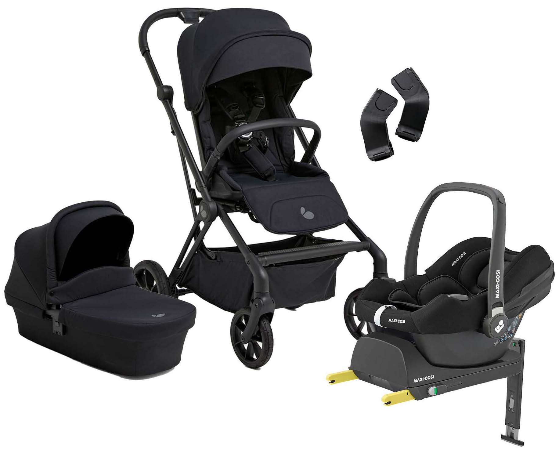 Beemoo Pro Twist Duovogn inkl. Maxi-Cosi CabrioFix Autostol Baby & Base, Coffee Black/Essential Black Beemoo Pro Twist Duovogn inkl. Maxi-Cosi CabrioFix Autostol Baby & Base, Coffee Black/Essential Black