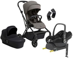 Beemoo Pro Twist Duovogn inkl. Maxi-Cosi CabrioFix Autostol Baby & Base, Mocha Grey/Essential Black