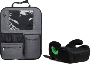 Beemoo Raise 2 i-Size Selepude ISOFIX inkl. Beemoo Deluxe Sædebeskytter med Opbevaring, Black Stone