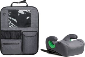 Beemoo Raise 2 i-Size Selepude ISOFIX inkl. Beemoo Deluxe Sædebeskytter med Opbevaring, Mineral Grey