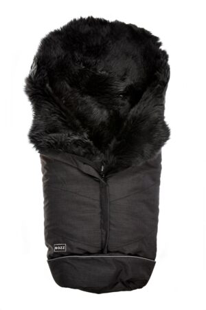 Bozz Lammeskindskørepose Langhåret, Black Melange/Grey