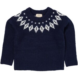 COPENHAGEN COLORS Navy/Cream Combi Uld Iceland Strik - Str. 86