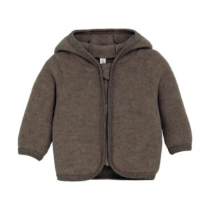 Cardigan m. Ører Uld Fleece - Brown Melange - 74