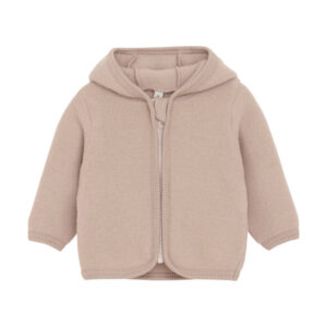 Cardigan m. Ører Uld Fleece - Mahogany Rose - 62