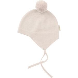 Copenhagen Colors Cream Merino Knitted Babyhjelm M. Pompom - Str. 0-1 mdr/36-38