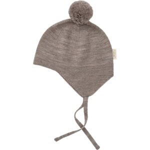 Copenhagen Colors Natural Melange Merino Strikket Babyhjelm m. PomPom - Str. 4-9 mdr/44-46
