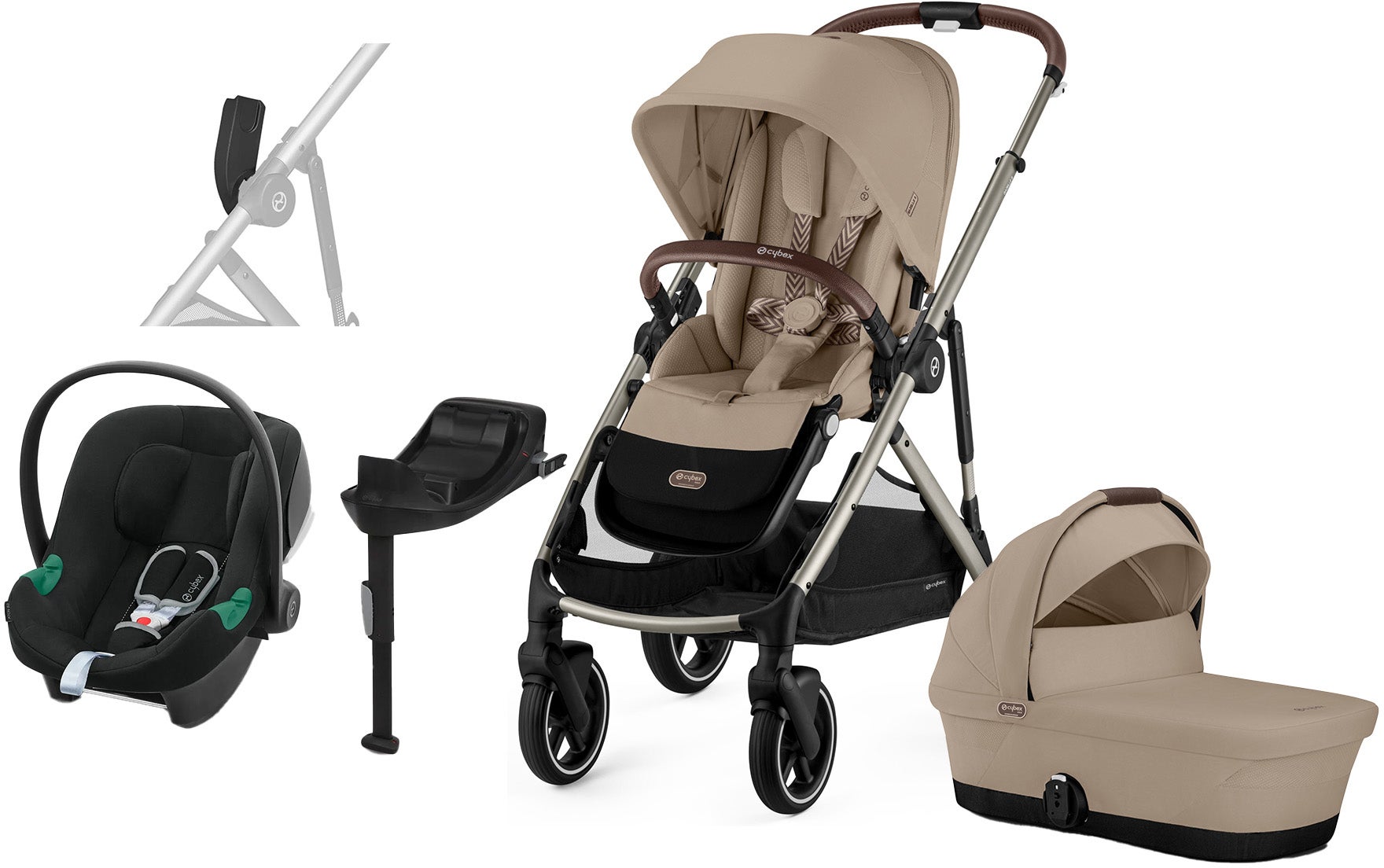 Cybex GAZELLE S Duovogn inkl. Aton B2 Autostol Baby & Base, Almond Beige/Taupe Cybex GAZELLE S Duovogn inkl. Aton B2 Autostol Baby & Base, Almond Beige/Taupe
