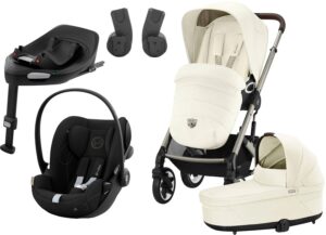 Cybex TALOS S Lux Duovogn inkl. Cloud G Autostol Baby & Base, Seashell Beige/Moon Black
