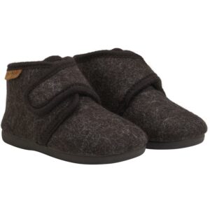 En Fant Chocolate Melange Slippers Uld Velcro - Str. 30