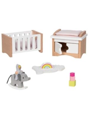 Goki Wooden Doll Furniture Baby Room 12 pieces.