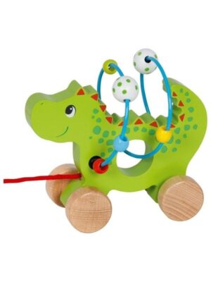 Goki Wooden Pull Animal Dragon with Locomotor Spiral