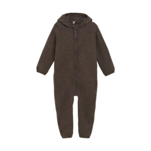 Køredragt m. ører Uld Fleece - Brown Melange - 92