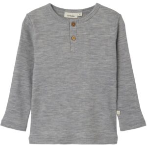 Lil'Atelier Grey Melange Fable Uld Bluse - Str. 92