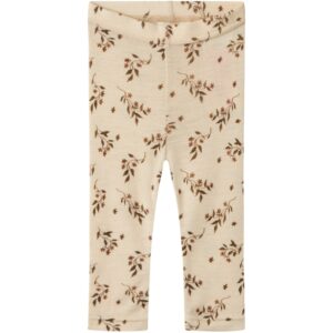 Lil'Atelier Sandshell Nimo Slim Uld/Modal Leggings AOP - Str. 86