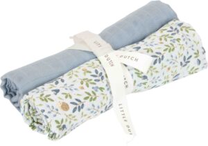 Little Dutch Forest Adventure & Denim Blue Tæpper/ Stofbleer i Musselin 2-pak, Blå