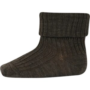 MP 589 Uld Rib Baby Strømper 351 Brown Melange - Str. 25-28