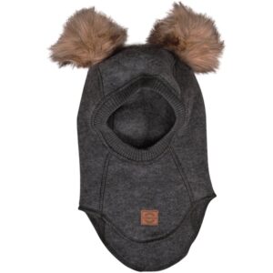 Mikk-Line Uld Elefanthue med Pom Pom Anthracite Melange - Str. 62-68