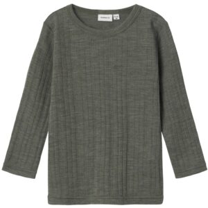 Name It Mulled Basil Wang Uld Needle Bluse Solid Noos - Str. 92