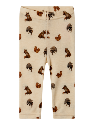 Nimo slim uld leggings aop - SANDSHELL - 80