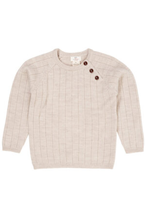 Strikket bluse i merino uld - CREAM - 92