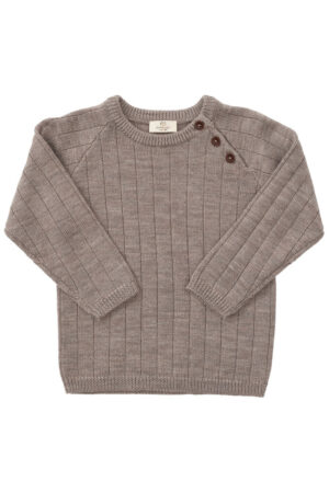 Strikket bluse i merino uld - LYS BRUN - 98