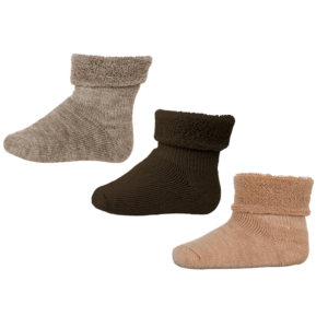 Uld baby strømper 3-pak - Brown Melange - 19/21