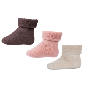 Uld baby strømper 3-pak - Wood Rose - 19/21