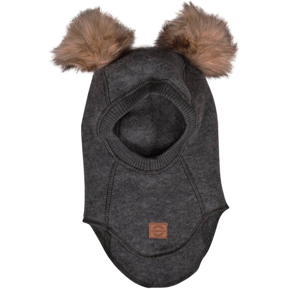 Uld elefanthue med pom pom - Anthracite Melange - 98/104 Uld elefanthue med pom pom - Anthracite Melange - 98/104