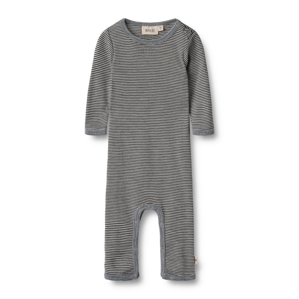 Uld heldragt langærmet Haven - Navy Stripe - 86 Uld heldragt langærmet Haven - Navy Stripe - 86
