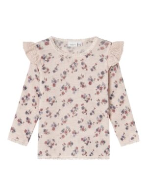 Wang uld langærmet top w/flounce - LILAC ASH - 92