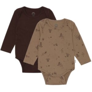 2-Pak Langærmet Body - CHOCOLATE - 80
