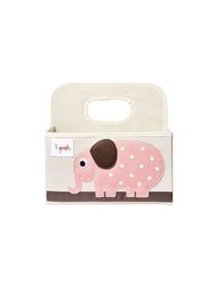 3 Sprouts Opbevaringskurv med Hank til Bleer, Elephant